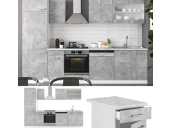 Einbauküchen<Vicco R-Line Küchenzeile 300 cm AP Marmor ohne E-Geräte