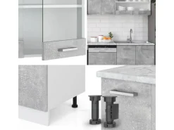 Einbauküchen<Vicco R-Line Küchenzeile 300 cm AP Marmor ohne E-Geräte