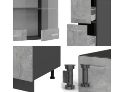 Sale Vicco R-Line Küchenzeile /Anthrazit 350 cm AP Marmor ohne E-Geräte Beton