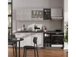 Outlet Vicco R-Line Küchenzeile /Anthrazit 240 cm AP Eiche ohne E-Geräte Beton