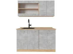 Best Vicco R-Line Küchenzeile /Goldkraft Eiche 140 cm AP Eiche ohne E-Geräte Beton