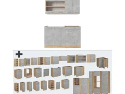 Best Vicco R-Line Küchenzeile /Goldkraft Eiche 140 cm AP Eiche ohne E-Geräte Beton