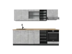 Vicco R-Line Küchenzeile /Anthrazit 240 cm ohne Arbeitsplatte ohne E-Geräte< Einbauküchen