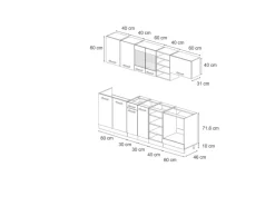 Vicco R-Line Küchenzeile /Anthrazit 240 cm ohne Arbeitsplatte ohne E-Geräte< Einbauküchen