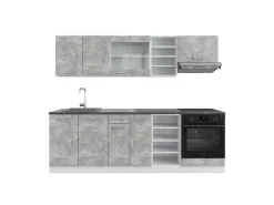 Einbauküchen<Vicco R-Line Küchenzeile Beton/Weiß 240 cm AP Anthrazit ohne E-Geräte