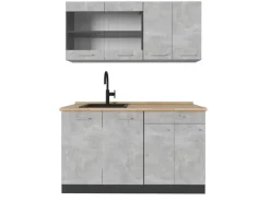 Vicco R-Line Küchenzeile /Anthrazit 140 cm AP Eiche ohne E-Geräte< Single-Küchen