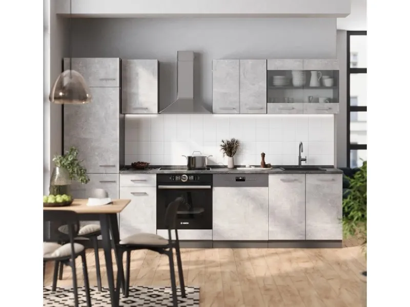 Herde|Kühlschränke<Vicco R-Line Küchenzeile /Anthrazit 300 cm ohne Arbeitsplatte ohne E-Geräte
