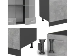 Online Vicco R-Line Küchenzeile /Anthrazit 300 cm mit HochschrankAP Eiche ohne E-Geräte Beton