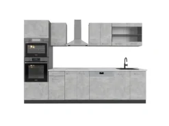 Vicco R-Line Küchenzeile /Anthrazit 300 cm mit HochschrankAP Marmor ohne E-Geräte< Einbauküchen