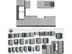 Vicco R-Line Küchenzeile /Anthrazit 300 cm mit HochschrankAP Anthrazit ohne E-Geräte< Einbauküchen