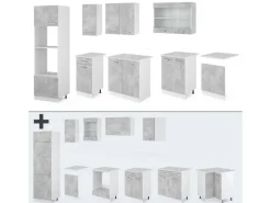 Vicco R-Line Küchenzeile 300 cm mit HochschrankAP Marmor ohne E-Geräte Beton