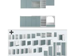Einbauküchen<Vicco R-Line Küchenzeile Blau-Grau/Weiß 240 cm ohne Arbeitsplatte ohne E-Geräte