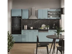 Outlet Vicco R-Line Küchenzeile Blau-Grau/Anthrazit 300 cm mit HochschrankAP Eiche ohne E-Geräte Blaugrau