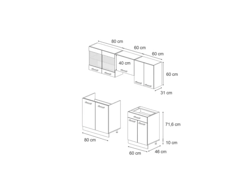 Zubehör Für Küchenarmatur<Vicco R-Line Küchenzeile Blau-Grau/Goldkraft Eiche 200 cm AP Eiche ohne E-Geräte