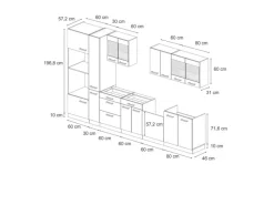Vicco R-Line Küchenzeile Blau-Grau/Anthrazit 350 cm mit HochschrankAP Anthrazit ohne E-Geräte< Küchenschränke|Einbauküchen