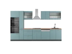 Vicco R-Line Küchenzeile Blau-Grau/Anthrazit 350 cm mit HochschrankAP Eiche ohne E-Geräte< Küchenschränke