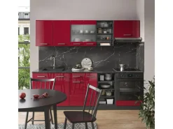 Einbauküchen<Vicco R-Line Küchenzeile Bordeaux Hochglanz/Anthrazit 240 cm ohne Arbeitsplatte ohne E-Geräte