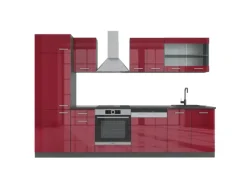 Vicco R-Line Küchenzeile Bordeaux Hochglanz/Anthrazit 300 cm AP Anthrazit ohne E-Geräte< Pantryküchen|Einbauküchen