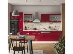 Vicco R-Line Küchenzeile Bordeaux Hochglanz/Weiß 350 cm mit Hochschrankohne Arbeitsplatte ohne E-Geräte< Herde|Kühlschränke