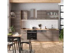 Herde|Kühlschränke<Vicco R-Line Küchenzeile /Goldkraft Eiche 300 cm AP Marmor ohne E-Geräte