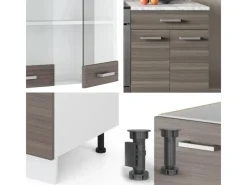 Einbauküchen<Vicco R-Line Küchenzeile /Weiß 200 cm AP Eiche ohne E-Geräte
