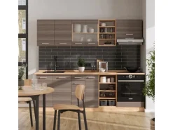 Vicco R-Line Küchenzeile /Goldkraft Eiche 240 cm ohne Arbeitsplatte ohne E-Geräte< Einbauküchen