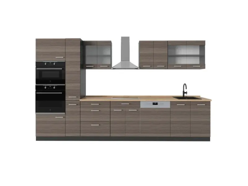 New Vicco R-Line Küchenzeile /Anthrazit 350 cm ohne Arbeitsplatte ohne E-Geräte Edelgrau