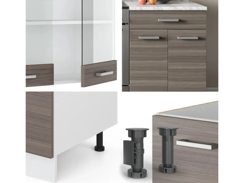 Einbauküchen<Vicco R-Line Küchenzeile /Weiß 200 cm AP Marmor ohne E-Geräte