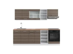 Einbauküchen<Vicco R-Line Küchenzeile /Weiß 240 cm AP Eiche ohne E-Geräte