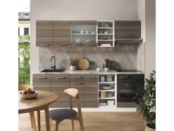Einbauküchen<Vicco R-Line Küchenzeile /Weiß 240 cm AP Eiche ohne E-Geräte