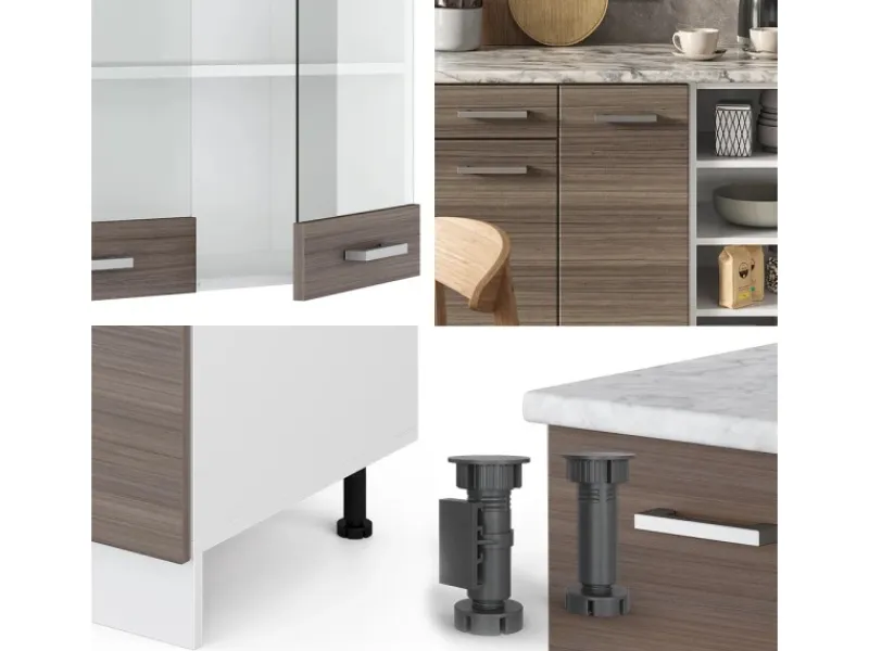Einbauküchen<Vicco R-Line Küchenzeile /Weiß 240 cm AP Eiche ohne E-Geräte