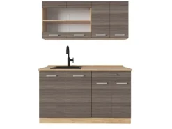 Vicco R-Line Küchenzeile /Goldkraft Eiche 140 cm AP Eiche ohne E-Geräte< Single-Küchen
