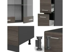Vicco R-Line Küchenzeile /Anthrazit 350 cm AP Marmor ohne E-Geräte< Einbauküchen