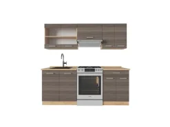 Einbauküchen<Vicco R-Line Küchenzeile /Goldkraft Eiche 200 cm ohne Arbeitsplatte ohne E-Geräte