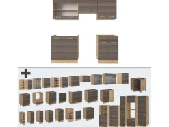 Einbauküchen<Vicco R-Line Küchenzeile /Goldkraft Eiche 200 cm ohne Arbeitsplatte ohne E-Geräte