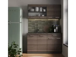 Vicco R-Line Küchenzeile /Anthrazit 140 cm AP Eiche ohne E-Geräte< Single-Küchen