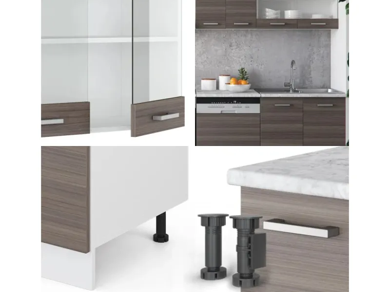 Kochfelder|Einbauküchen<Vicco R-Line Küchenzeile /Weiß 300 cm AP Eiche ohne E-Geräte