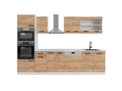 Vicco R-Line Küchenzeile Goldkraft /Weiß 300 cm AP Anthrazit Opt 2 ohne E-Geräte Eiche