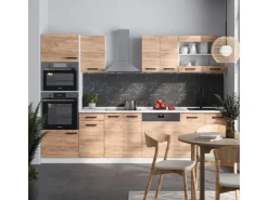 Vicco R-Line Küchenzeile Goldkraft /Weiß 300 cm AP Anthrazit Opt 2 ohne E-Geräte Eiche