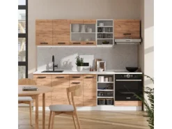 Vicco R-Line Küchenzeile Goldkraft /Weiß 240 cm ohne Arbeitsplatte ohne E-Geräte< Einbauküchen