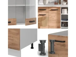 Vicco R-Line Küchenzeile Goldkraft /Weiß 240 cm ohne Arbeitsplatte ohne E-Geräte< Einbauküchen