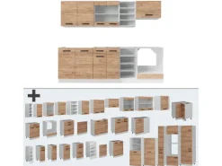 Vicco R-Line Küchenzeile Goldkraft /Weiß 240 cm ohne Arbeitsplatte ohne E-Geräte< Einbauküchen