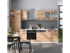 Vicco R-Line Küchenzeile Goldkraft /Weiß 300 cm AP Anthrazit ohne E-Geräte< Miniküchen