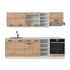 Vicco R-Line Küchenzeile Goldkraft Eiche/Weiß 240 cm AP Eiche ohne E-Geräte< Einbauküchen