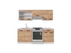 Kühlschränke<Vicco R-Line Küchenzeile Goldkraft /Weiß 200 cm AP ohne E-Geräte