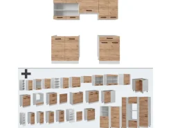 Kühlschränke<Vicco R-Line Küchenzeile Goldkraft /Weiß 200 cm AP ohne E-Geräte