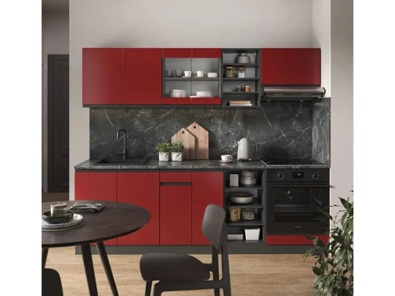 Pantryküchen|Winkelküchen<Vicco R-Line Küchenzeile /Anthrazit 240 cm J-Shape ohne E-Geräte