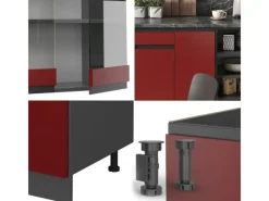 Pantryküchen|Winkelküchen<Vicco R-Line Küchenzeile /Anthrazit 240 cm J-Shape ohne E-Geräte