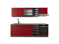 Hot Vicco R-Line Küchenzeile /Anthrazit 240 cm AP Eiche ohne E-Geräte Rot