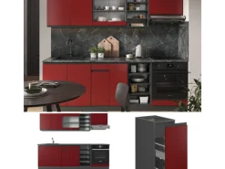 Hot Vicco R-Line Küchenzeile /Anthrazit 240 cm AP Eiche ohne E-Geräte Rot